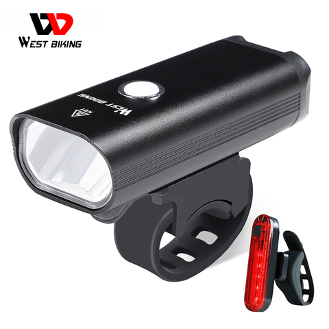 WEST BIKING-Luz LED frontal para bicicleta, linterna de seguridad y con luz de advertencia, recargable vía USB, de 3 a 5 modos ► Foto 1/6