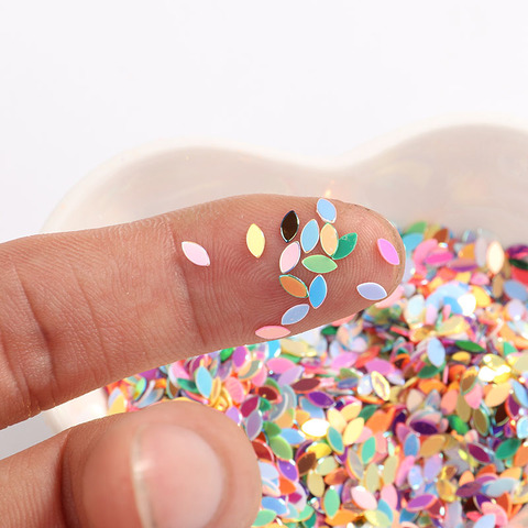 10 g/lote tamaño 2mm x 4mm Oval arroz de Ojos de caballo forma lentejuelas para manicura de uñas/de la boda decoración confeti DIY ► Foto 1/6