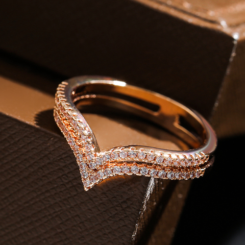 Kinel-anillo de oro rosa con incrustaciones de microcera para mujer, anillos huecos de circón Natural, joyería fina para fiesta de boda, 585 ► Foto 1/6
