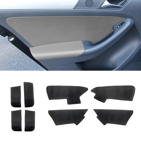 Apoyabrazos para puerta de coche, cubierta protectora para VW Jetta MK6 2012 2013 de cuero de microfibra, embellecedor para Interior de puerta de coche ► Foto 1/6