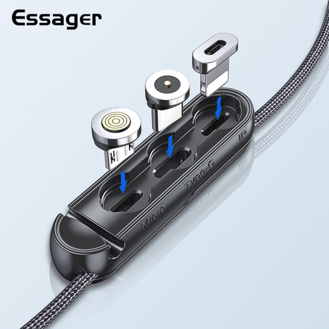 Essager-funda magnética para enchufe de iPhone, caja de almacenamiento portátil, Micro USB tipo C, adaptador de imán, organizador de Cable de conector ► Foto 1/1