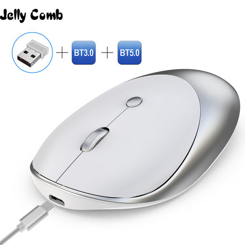 Jelly Comb-ratón inalámbrico recargable con Bluetooth 3,0/5,0, Mouse silencioso USB de 2,4 GHz para ordenador portátil y PC ► Foto 1/6