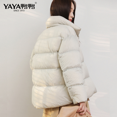 YAYA-Chaqueta de pluma de pato de Invierno para mujer, abrigo de plumón ultraligero, ropa informal holgada con cuello levantado, prendas de vestir cálidas impermeables ► Foto 1/6