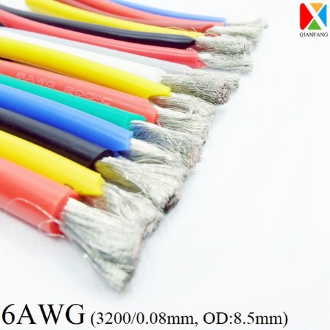 Cable de alambre de 1M, Cable de iluminación de 6AWG de silicona súper suave aislante de alta temperatura Flexible resistente al calor, Cable de cobre electrónico ► Foto 1/6