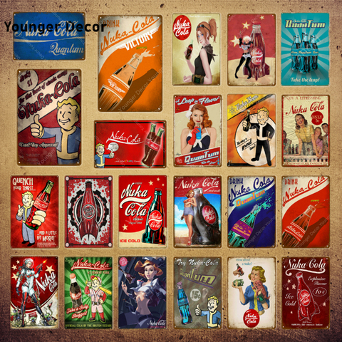 Drink Nuka-Póster de Cola Quantum Fallout 3 4, carteles de Metal de juego, decoración de placa de pared para habitación, tienda, Hotel, pintura de hierro, YI-111 ► Foto 1/6