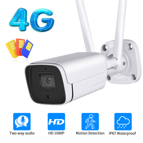 Cámara IP de Metal 1080P FHD para exteriores, WIFI, versión 4G, tarjeta SIM, videovigilancia de seguridad, bala, CCTV, cámara de pistola para casa inteligente ► Foto 1/6