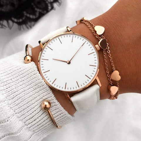 Reloj de moda de lujo para mujer, Reloj de cuero, pulsera de cuarzo Simple para mujer, Reloj de mujer, Zegarek Damski 2022 ► Foto 1/6