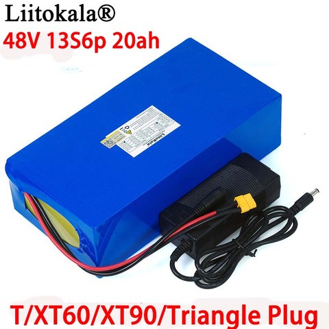 LiitoKala 48V 20ah 13s6p paquete de batería de litio de 48v 200000mAh 2000W baterías bicicleta eléctrica en 50A BMS + 54,6 V 2A cargador ► Foto 1/6