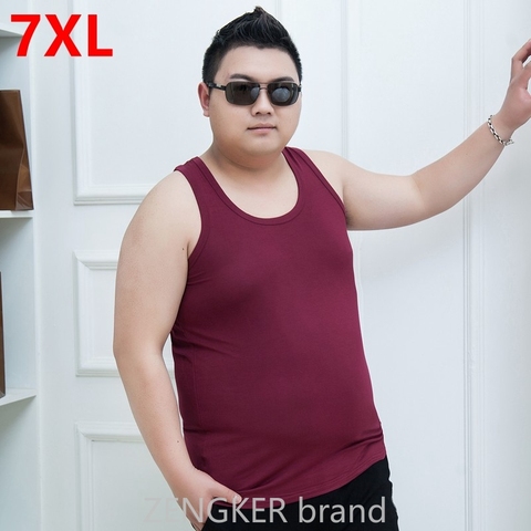 Camisetas sin mangas 7XL para hombre, chaleco de verano de talla grande 6XL, ropa interior Modal sin mangas, talla grande, entrenamiento de Culturismo ► Foto 1/6