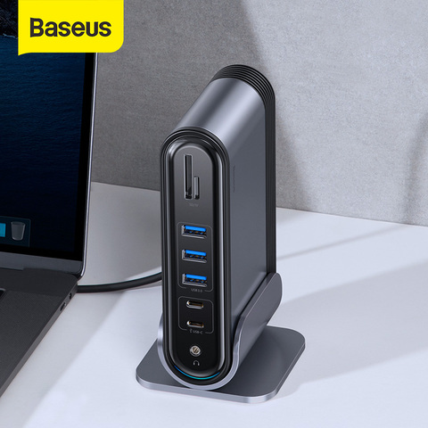 Baseus USB C HUB tipo C a Multi HDMI USB 3,0 con adaptador de corriente estación de acoplamiento para MacBook Pro RJ45 USB OTG puertos USB HUB ► Foto 1/6