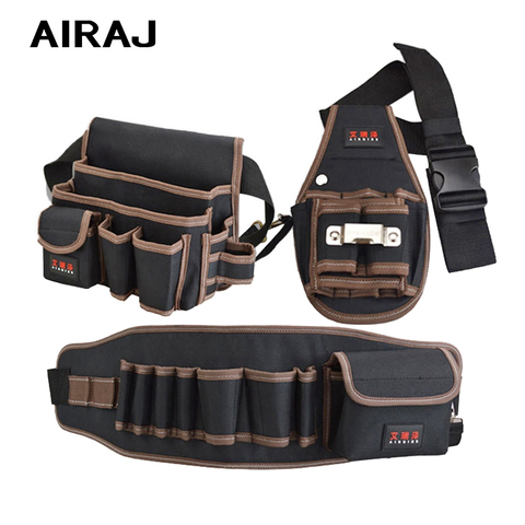 AIRAJ Hardware bolsa de almacenamiento de herramientas de cintura con cinturón profesional electricista militar de doble capa tela Oxford kit de herramientas de poliéster ► Foto 1/6