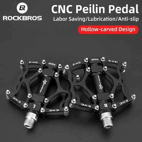 ROCKBROS-pedales antideslizantes para bicicleta de montaña, de aleación de aluminio, con diseño tallado hueco, CNC ► Foto 1/6