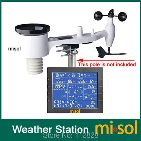 MISOL/estación meteorológica profesional/velocidad del viento dirección del viento medidor de lluvia presión temperatura humedad UV ► Foto 1/6