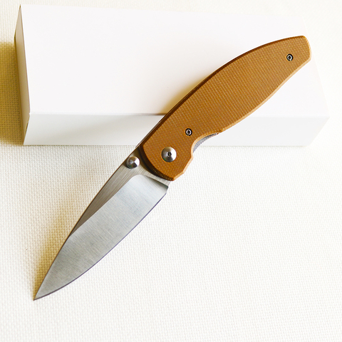 Cuchillo plegable de bolsillo Atom, navaja de satén de hoja 14C28N con mango de Micarta, herramientas tácticas de supervivencia para acampar al aire libre ► Foto 1/6