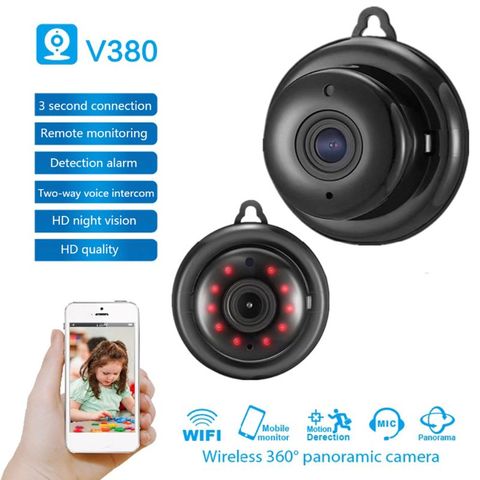 V380 Wifi 1080P cámara CCTV inalámbrico de la visión nocturna infrarroja de movimiento Detectection 1,44mm 3D 360 grado CS lentes de ojo de pez no ciego spo ► Foto 1/6