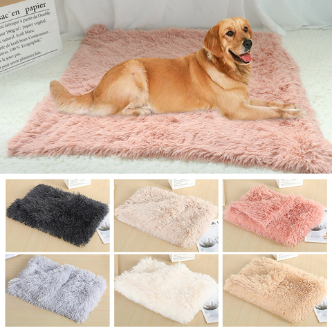 Colchoneta suave para perros y gatos almohadilla de cama de lana para perros, larga, de felpa, para dormir, cojín para cama de mascota cachorro de invierno para perros pequeños, medianos y grandes ► Foto 1/6