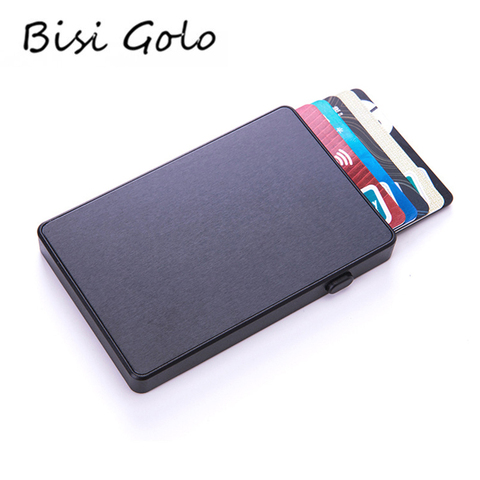 BISI GORO Slim RFID de titular de la tarjeta de embrague Pop-up botón Anti-robo de aluminio de una sola caja Cartera Smart nuevo Tarjeta De Nombre caso ► Foto 1/6