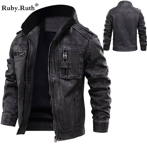 Chaquetas de cuero para hombre, chaqueta para hombre, abrigos de invierno cálidos para Moto, ropa exterior para motocicleta, tallas europeas, triangulación de envíos ► Foto 1/5