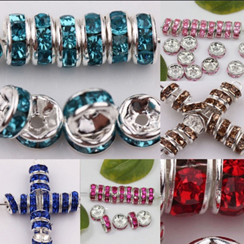 50 Uds 6mm cristal de diamantes de imitación de cristal cuentas espaciadoras sueltas para fabricación de joyería DIY collar de pulsera ► Foto 1/6