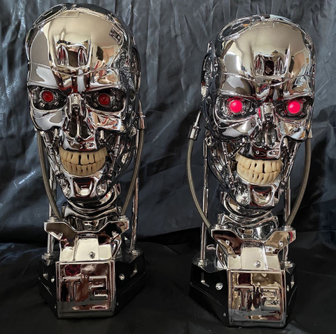 Terminator Arnold T2 T-800, endoesqueleto, Cráneo, estatua de resina, busto, luz LED, disponible ► Foto 1/6