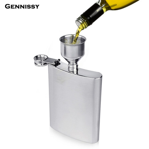 GENNISSY Unid 1 PC 1 oz gran tamaño Petaca embudo vino Acero inoxidable vertido decantación embudos con filtro colador para whisky ► Foto 1/6