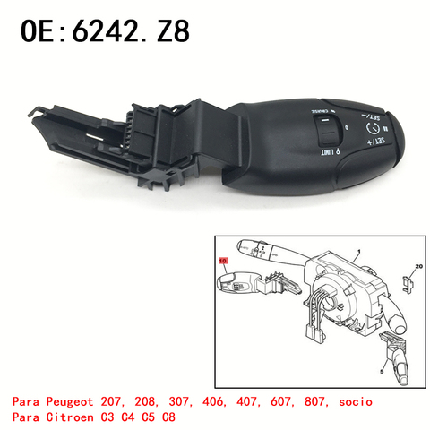 Interruptor de Control de crucero... 6242Z9 6242 Z9 6242 Z8 6242Z8 96637159XT párr Peugeot 207, 307, 308, 407, 607, 3008 ► Foto 1/1