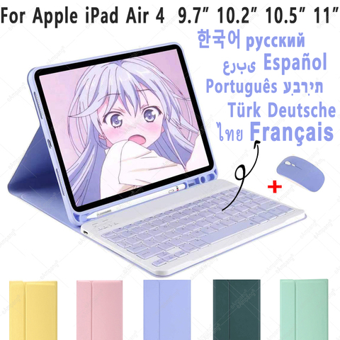 Coreano funda para teclado con el ratón para iPad aire 4 10,9 Pro 11 2022, 2022, 9,7, 10,5, 10,2, 2022 5th 6th 7 7th generación 2 3 ratones ► Foto 1/6