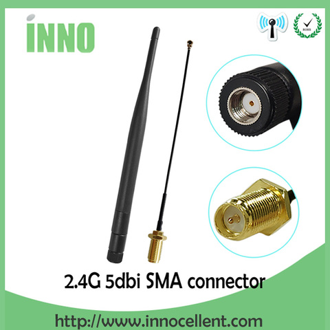 2,4 GHz WiFi antena 5dBi aérea RP-SMA conector macho 2,4 ghz antena 2,4G Router Wi-Fi + 21cm PCI U FL IPX Cable Pigtail ► Foto 1/6