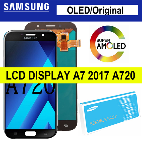 Pantalla OLED/Original de 5,7 pulgadas para Samsung Galaxy A7 2017 LCD A720M A720Y A720F A720 piezas de reparación de montaje de digitalizador de pantalla táctil ► Foto 1/4