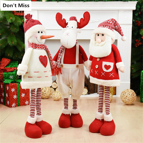 Muñecos navideños grandes, figuras de Navidad tipo Santa Claus retráctil, muñeco de nieve y alce, juguetes de regalo para niño, ornamento rojo para árbol navideño ► Foto 1/6