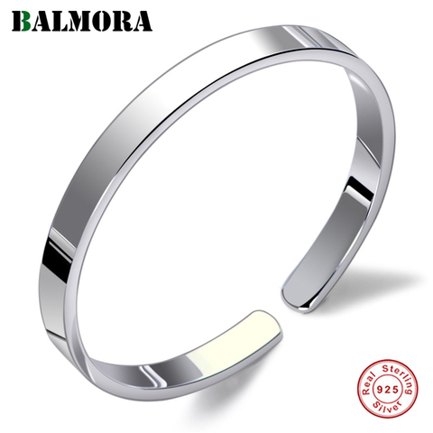 BALMORA genuino 999 plata pura Simple pulseras para mujer y hombre par regalos de aniversario Vintage genial de joyería de moda Pulsera ► Foto 1/6