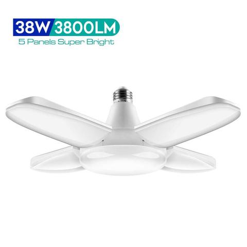 Bombilla Led E27, lámpara de techo de 38W, ventilador plegable, ángulo de hoja ajustable para iluminación de garaje de casa, 85-265V ► Foto 1/6