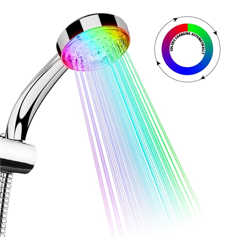 Cabezal de ducha con cambio de Color, luz Led brillante, automático, cambio de 7 colores, ahorro de agua, decoración de baño de ducha ► Foto 1/6