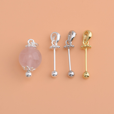 Colgante de plata de ley S925 con perlas de cristal, collar universal, cadena de joyería, accesorios de soporte vacío ► Foto 1/6