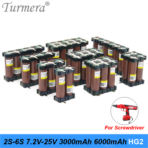 Turmera 18650 hg2 3000mAh batería de la batería 30A 12,6 V a 25,2 V para destornillador Shurika tira de soldadura 3S 4S 5S 6S de la batería paquete personalizado ► Foto 1/6