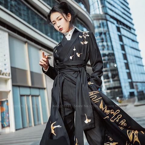 Hanfu-traje Tang de estilo chino para hombres y mujeres, Túnica, disfraz de Cosplay de Samurai japonés, conjunto de ropa Retro Oriental, Tops, abrigo, Pantalones ► Foto 1/6