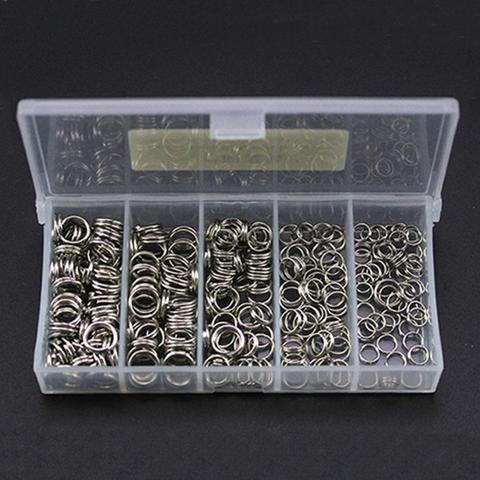 Anillos divididos de pesca para señuelos blancos, cebos sólidos, conectores, anillos de lazo dobles, aparejos de pesca de acero inoxidable, 250 uds. ► Foto 1/6