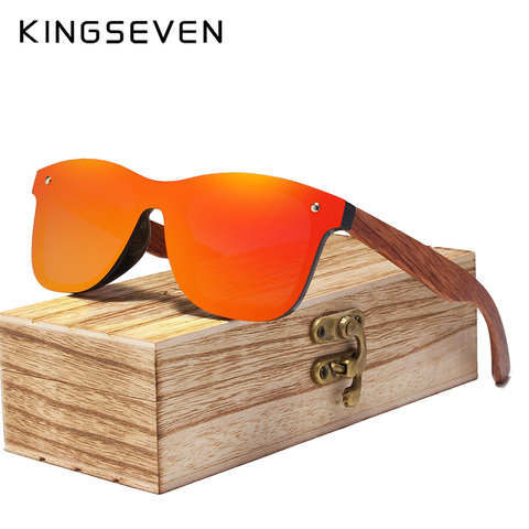 KINGSEVEN-gafas de sol polarizadas sin montura para hombre y mujer, lentes de sol de madera con marco cuadrado, UV400 ► Foto 1/5