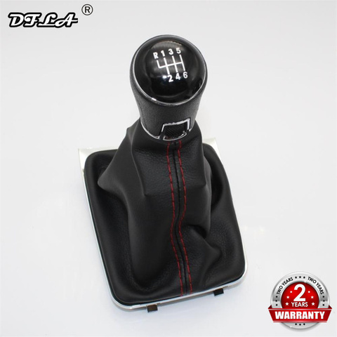 Para VW Golf 7 MK7 GTI GTD TDI variante 2013 2014 2015 2016 2017 Car-Styling 6 velocidad stick Shift Knob bota de cuero línea roja ► Foto 1/6