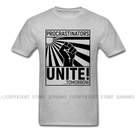 Procrastinators-Camiseta Unite para hombre, ropa divertida de algodón de ocio, Tops grises, camisetas con letras, Camiseta de Juego estampada con puño ► Foto 1/6