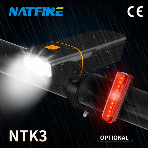 NATFIRE-luces Led NTK3 para bicicleta de montaña, 5200mAh, duración de 10 horas, recargable vía USB, faro delantero como linterna ► Foto 1/6