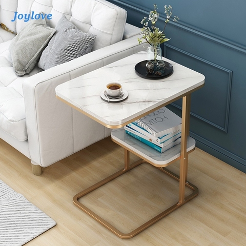 JOYLOVE creativo habitación pequeño sofá para mesa de té de esquina de hierro Marco de mesa de café sofá mesa lateral con un estante ► Foto 1/6