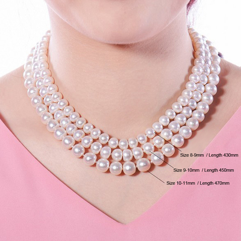 Collar de perla de agua dulce Natural auténtica para mujer, collares de perlas blancas de boda reales, regalo de aniversario en caja ► Foto 1/6