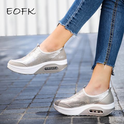 EOFK zapatos de plataforma plana para mujer mocasines informales de mujer deslizamiento en mocasines de Swing poco profundo mujer ► Foto 1/6