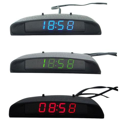 Reloj electrónico Digital LED 3 en 1 para coche, termómetro, voltímetro, decoración, pantalla transparente, reloj Digital del coche, sol directo duradero ► Foto 1/6