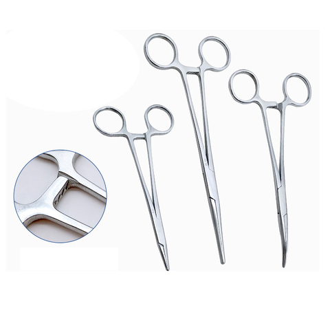 De acero inoxidable pinza hemostática pinzas quirúrgicas quirúrgico kit de herramienta de fórceps hemostáticos alicates recto/codo consejos ► Foto 1/6