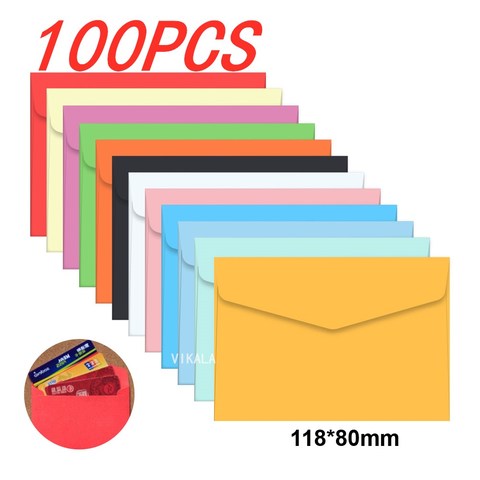 100 unidades/lote mini sobres de color caramelo DIY multifunción sobre de papel artesanal para Material escolar de cartas de papel postales ► Foto 1/6