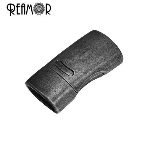 REAMOR-broche magnético integrado oblato para pulsera de cuero, accesorios de joyería, acero inoxidable, 316l, 10x5mm, color negro, Retro ► Foto 1/6