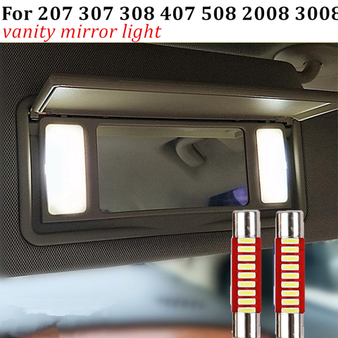 Brillante 9-SMD 28mm 6614 bombillas LED de repuesto para coche Peugeot 207, 208, 308, 407, 508, 2008, 3008 visera voltea espejo de vanidad de luces ► Foto 1/6