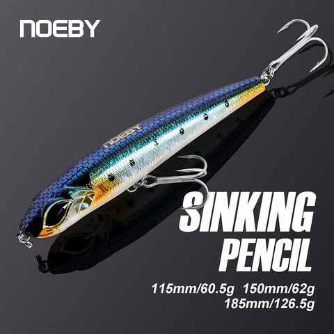 NOEBY-SEÑUELOS DE pesca de mar grandes, 115mm, 60,5g, 150mm, 62g, 185mm, 126,5g, lápiz que se hunde, aparejos de pesca artificiales, 9493 ► Foto 1/6